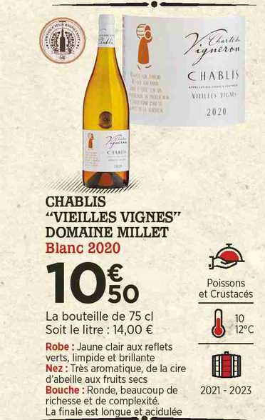 chablis "vieilles vignes" domaine millet blanc 2020