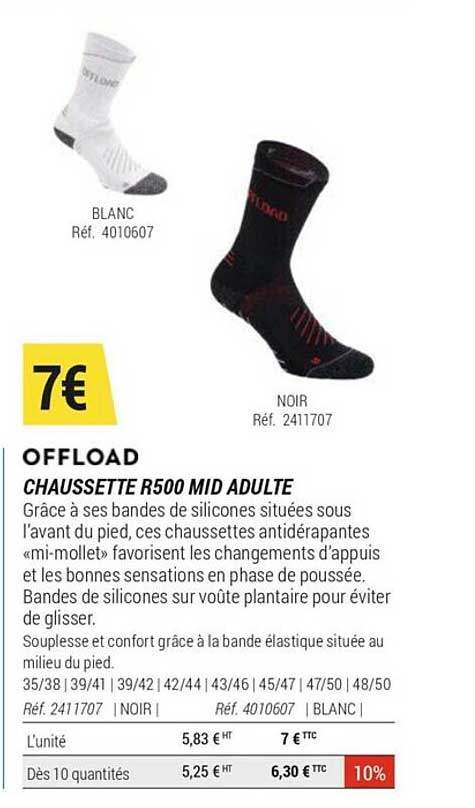 chaussette r500 mid adulte offload