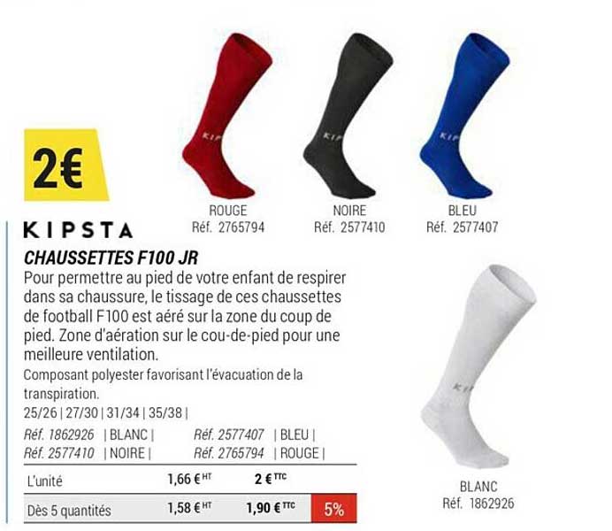 Chaussettes F100 Jr Kipsta