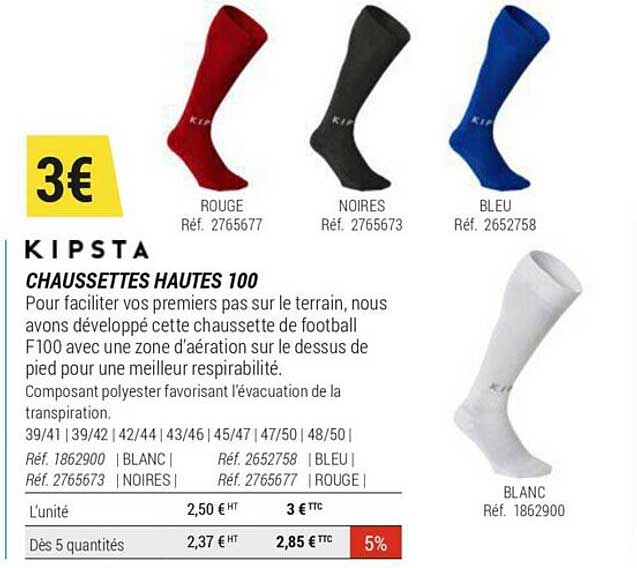 chaussettes hautes 100 kipsta