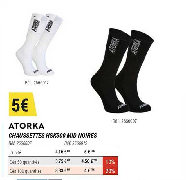chaussettes hsk500 mid noires atorka
