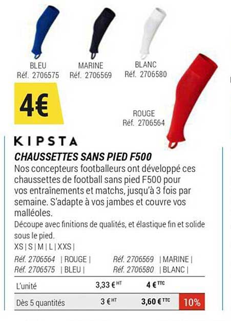 Chaussettes Sans Pied F500 Kipsta