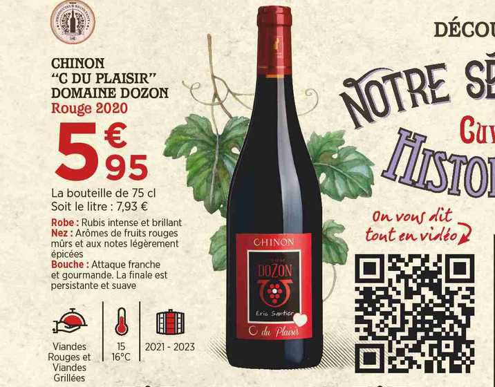 Chinon "c Du Plaisir" Domaine Dozon Rouge 2020