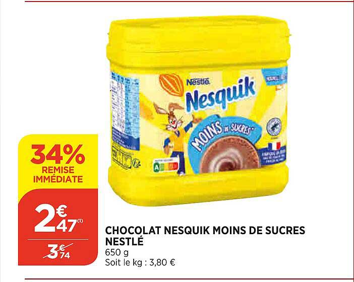 chocolat nesquid moins de sucres nestlé