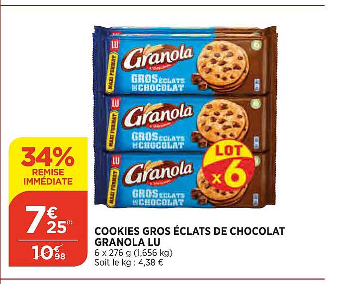Cookies Gros éclats De Chocolat Granola Lu