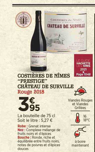 costières de nîmes "prestige" château de surville rouge 2018