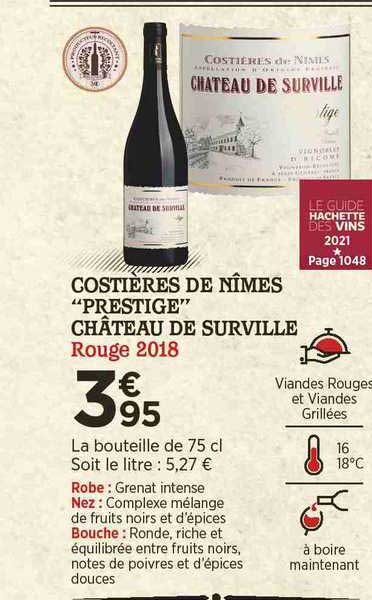 costières de nîmes "prestige" château de surville rouge 2018