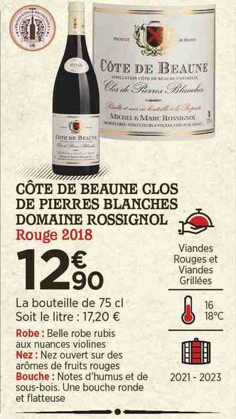 côte de beaune clos de pierres blanches domaine rossignol rouge 2018