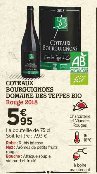 coteaux bourguignons domaine des teppes bio rouge 2018