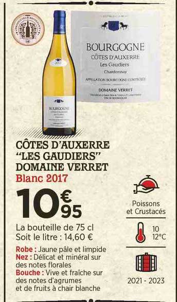 côtes d'auxerre "les gaudiers" domaine verret blanc 2017