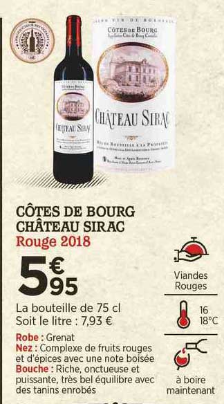 côtes de bourg château sirac rouge 2018