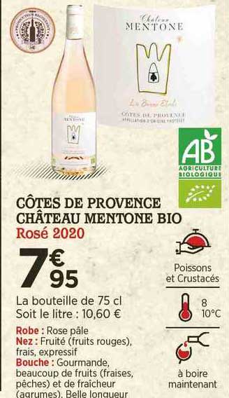 côtes de provence château mentone bio rosé 2020