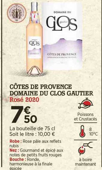 côtes de provence domaine du clos gautier rosé 2020