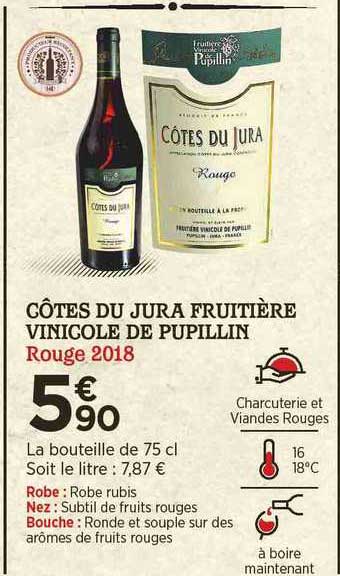 côtes du jura fruitière vinicole de pupillin rouge 2018