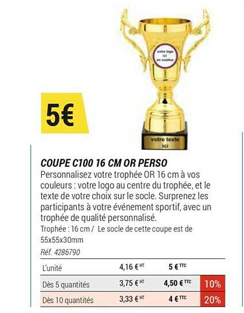 coupe c100 16 cm or perso