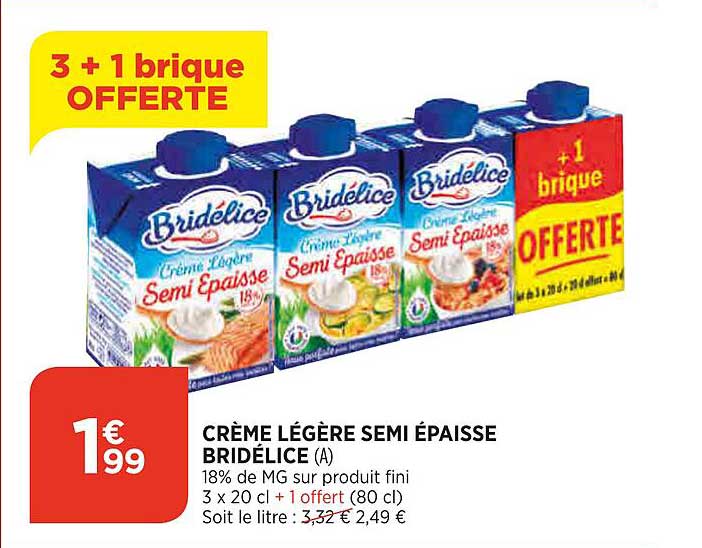 crème légère semi épaisse bridélice