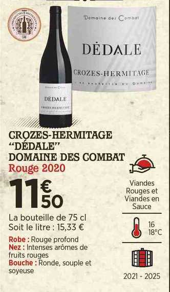 crozes-hermitage "dédale" domaine des combat rouge 2020