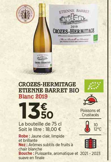 crozes-hermitage étienne barret bio blanc 2019
