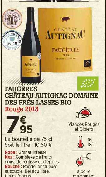 faugères château autignac domaine dès prés lasses bio rouge 2013