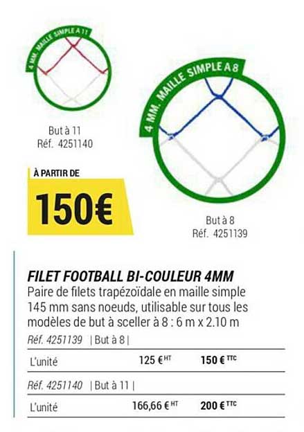 filet football bi-couleur 4mm