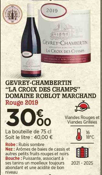gevrey-chambertin "la croix des champs" domaine roblot marchand" rouge 2019