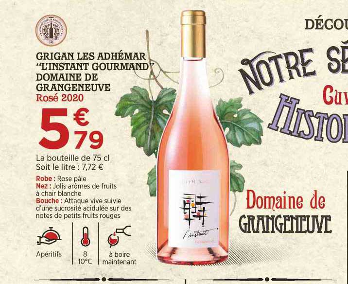 grigan les adhémar "l'instant gourmand" domaine de grangeneuve rosé 2020