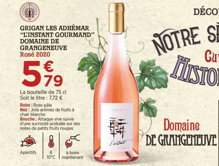 grigan les adhémar "l'instant gourmand" domaine de grangeneuve rosé 2020
