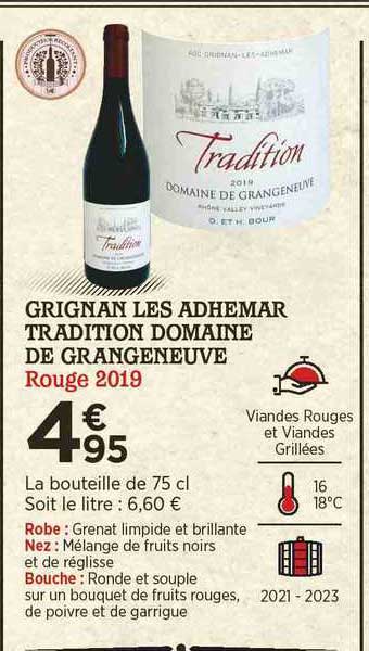 grignan les adhemar tradition domaine de grangeneuve rouge 2019