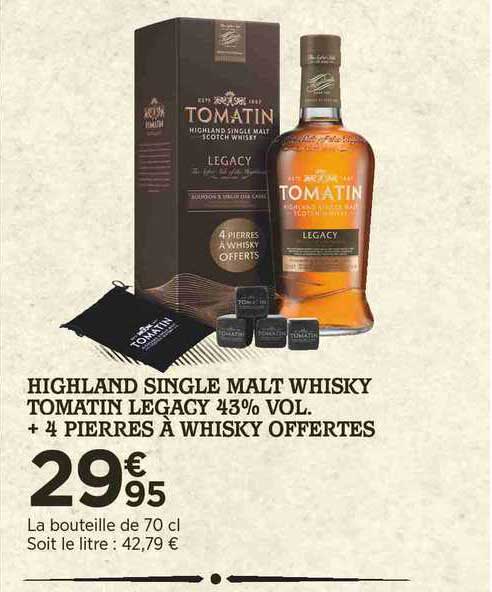 highland single malt whisky tomatin legacy 43% vol. + 4 pierres à whisky offertes