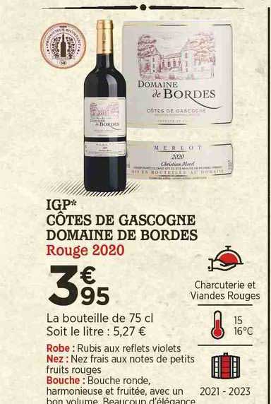 Igp Côtes De Gascogne Domaine De Bordes Rouge 2020