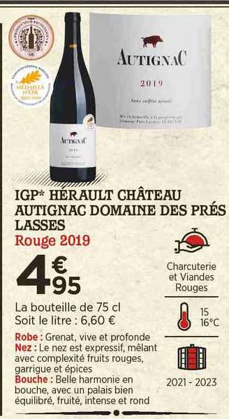 igp hérault château autignac domaine des prés lasses rouge 2019