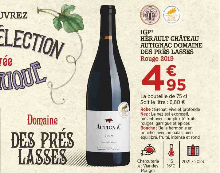 igp hérault château autignac domaine des prés lasses rouge 2019