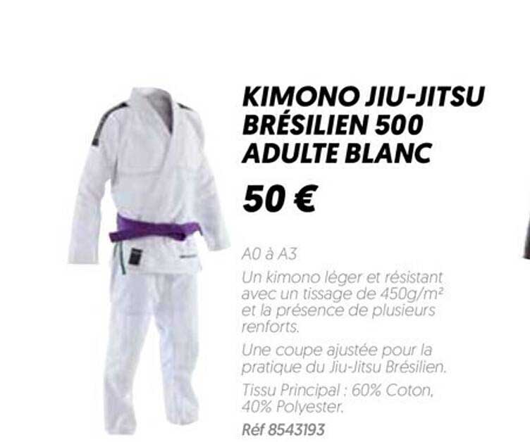 kimono jiu-jitsu brésilien 500 adulte blanc