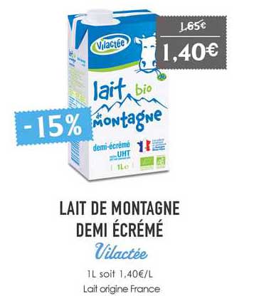 Lait De Montagne Demi écrémé Vilactée