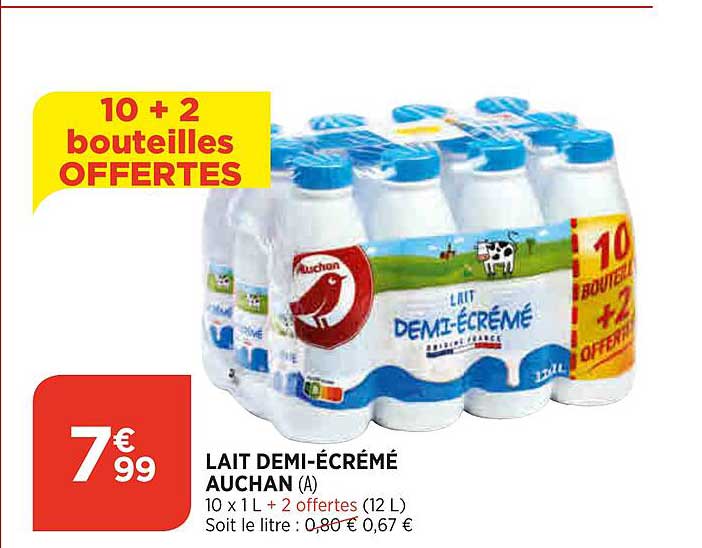 lait demi-écrémé auchan