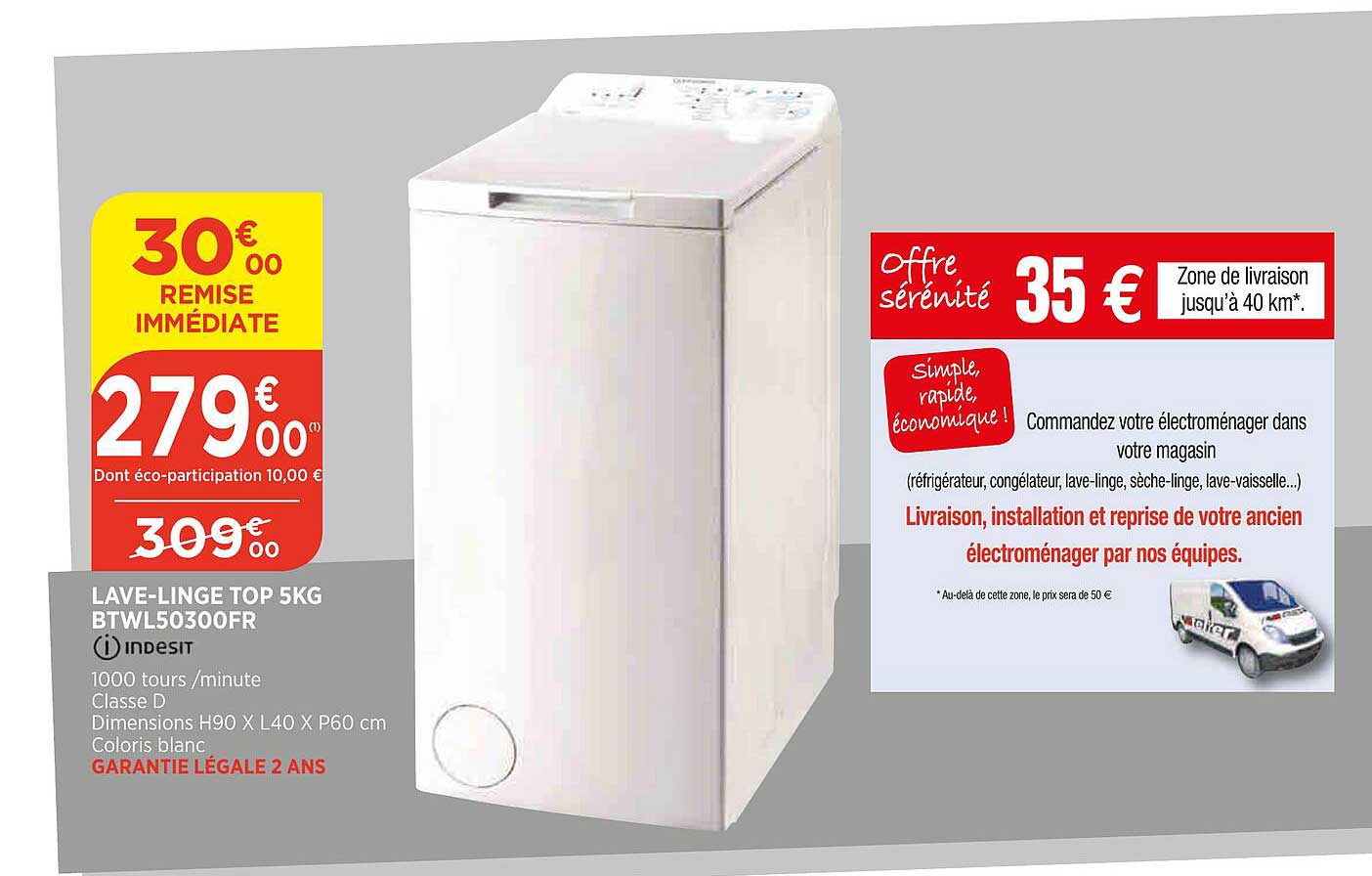 Lave-linge Top 5kg Btwl50300fr