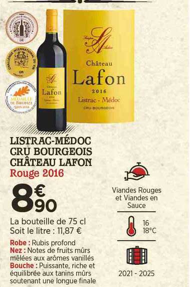 listrac-médoc cru bourgeois château lafon rouge 2016