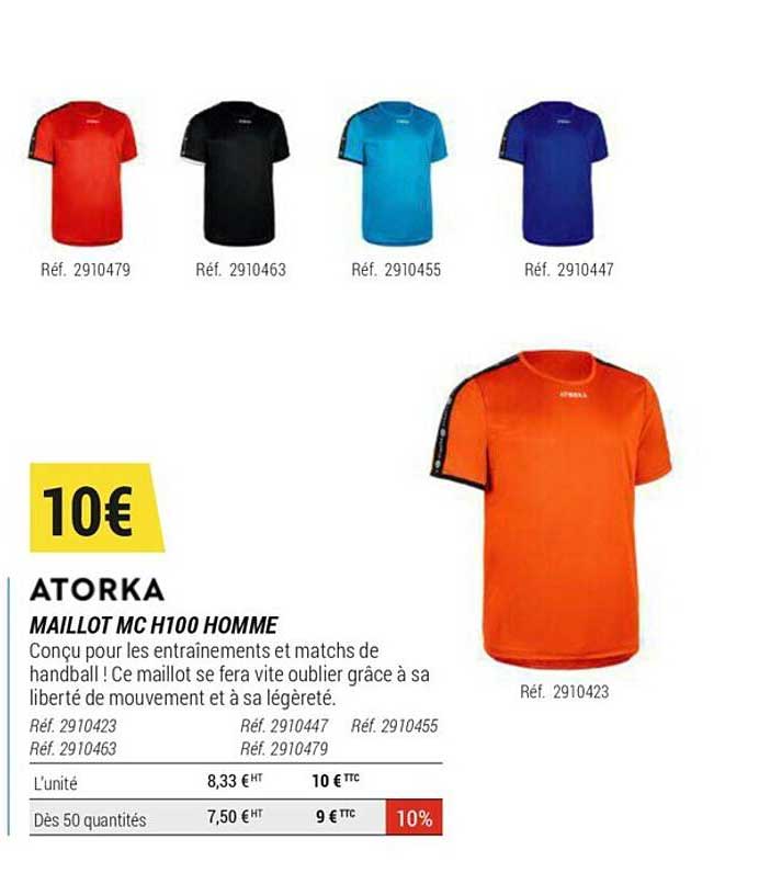 maillot mc h100 homme atorka