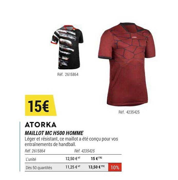 maillot mc h500 homme atorka