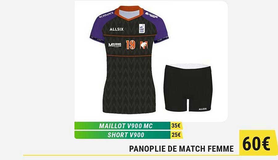 maillot v900 mc, short v900, panoplie de match femme