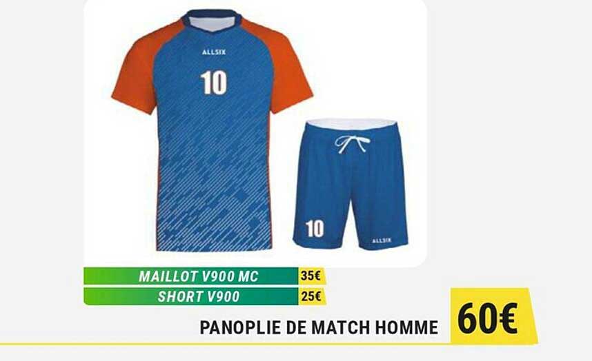 maillot v900 mc, short v900, panoplie de match homme