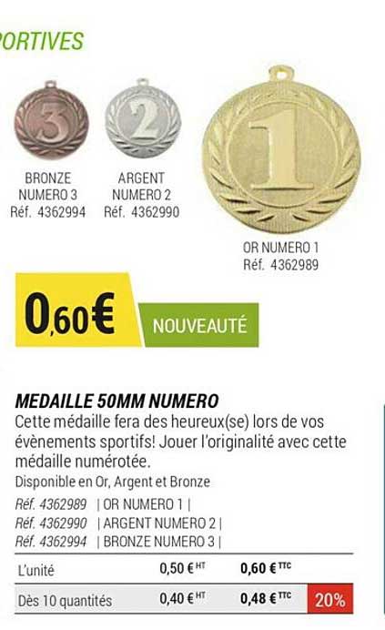 médaille 50mm numéro