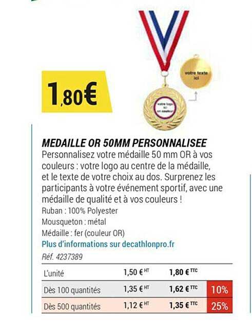 médaille or 50mm personnalisée