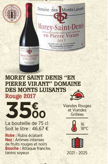 morey saint denis "en pierre virant" domaine des monts luisants