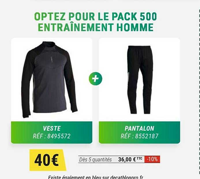 Pack 500 Entraînement Homme : Veste + Pantalon