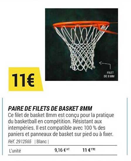 paire de filets de basket 8mm