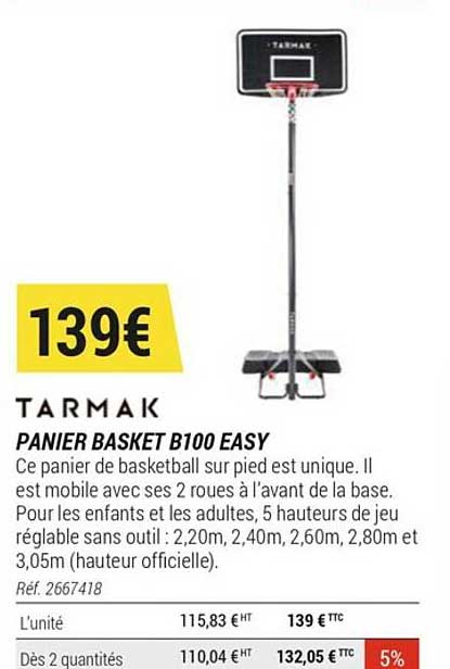 panier basket b100 easy tarmak