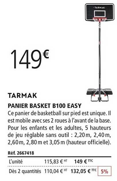 panier basket b100 easy tarmak