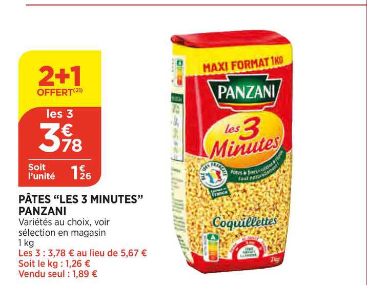 pâtes "les 3 minutes" panzani