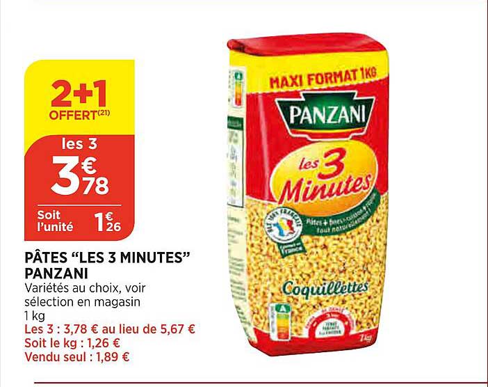 pâtes "les 3 minutes" panzani